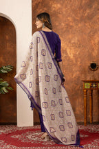 Elegant Straight Kurti Pant Dupatta Set - Purple Kalikar