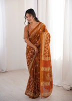 Designer Printed Pure Cotton Saree of Musterd