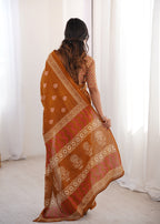 Designer Printed Pure Cotton Saree of Musterd