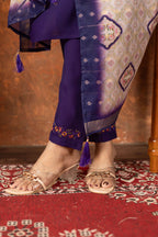 Elegant Straight Kurti Pant Dupatta Set - Purple Kalikar