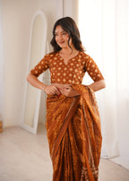 Designer Printed Pure Cotton Saree of Musterd