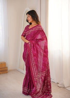 Designer Printed Pure Cotton Saree of Pink