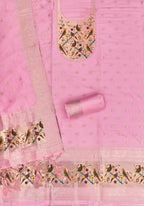 Pink Color Paithani woven Pattern Top, Bottom & Dupatta Dress Material
