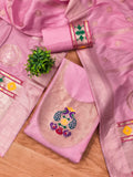 Pink Color Paithani woven Pattern Top, Bottom & Dupatta Dress Material