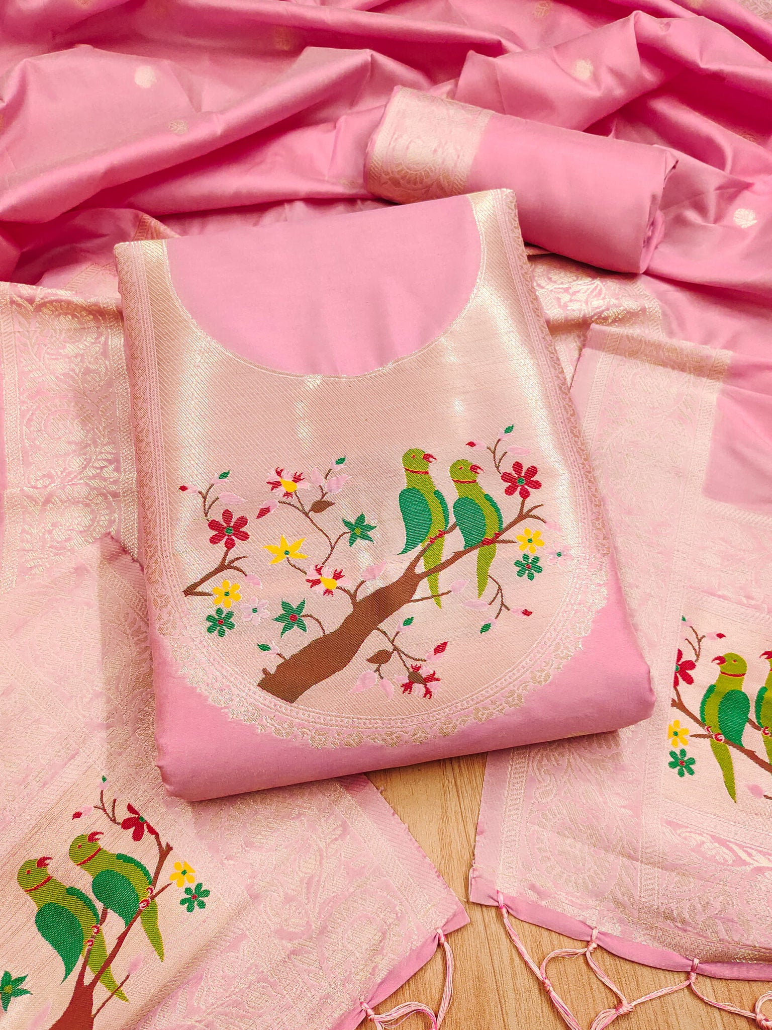 Maharashtra's Royal Heritage Unstitched Dress Material VOL-003 -Pink Kalikar