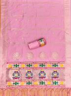 Pink Color Paithani woven Pattern Top, Bottom & Dupatta Dress Material