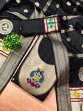 Black Color Paithani woven Pattern Top, Bottom & Dupatta Dress Material