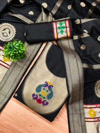 Black Color Paithani woven Pattern Top, Bottom & Dupatta Dress Material