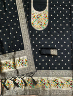 Black Color Paithani woven Pattern Top, Bottom & Dupatta Dress Material