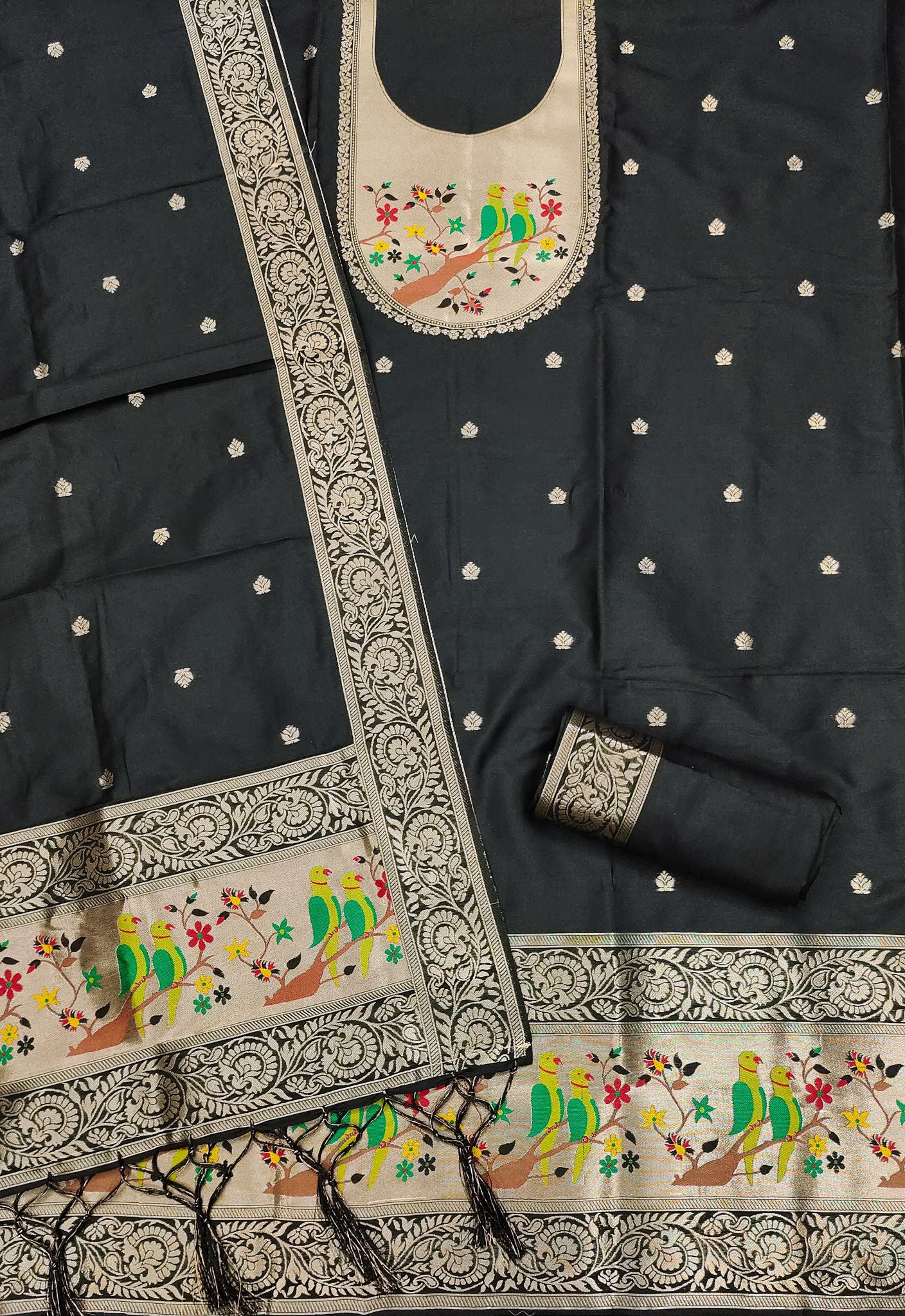 Maharashtra's Royal Heritage Unstitched Dress Material VOL-003 -Black Kalikar