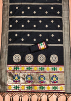 Black Color Paithani woven Pattern Top, Bottom & Dupatta Dress Material