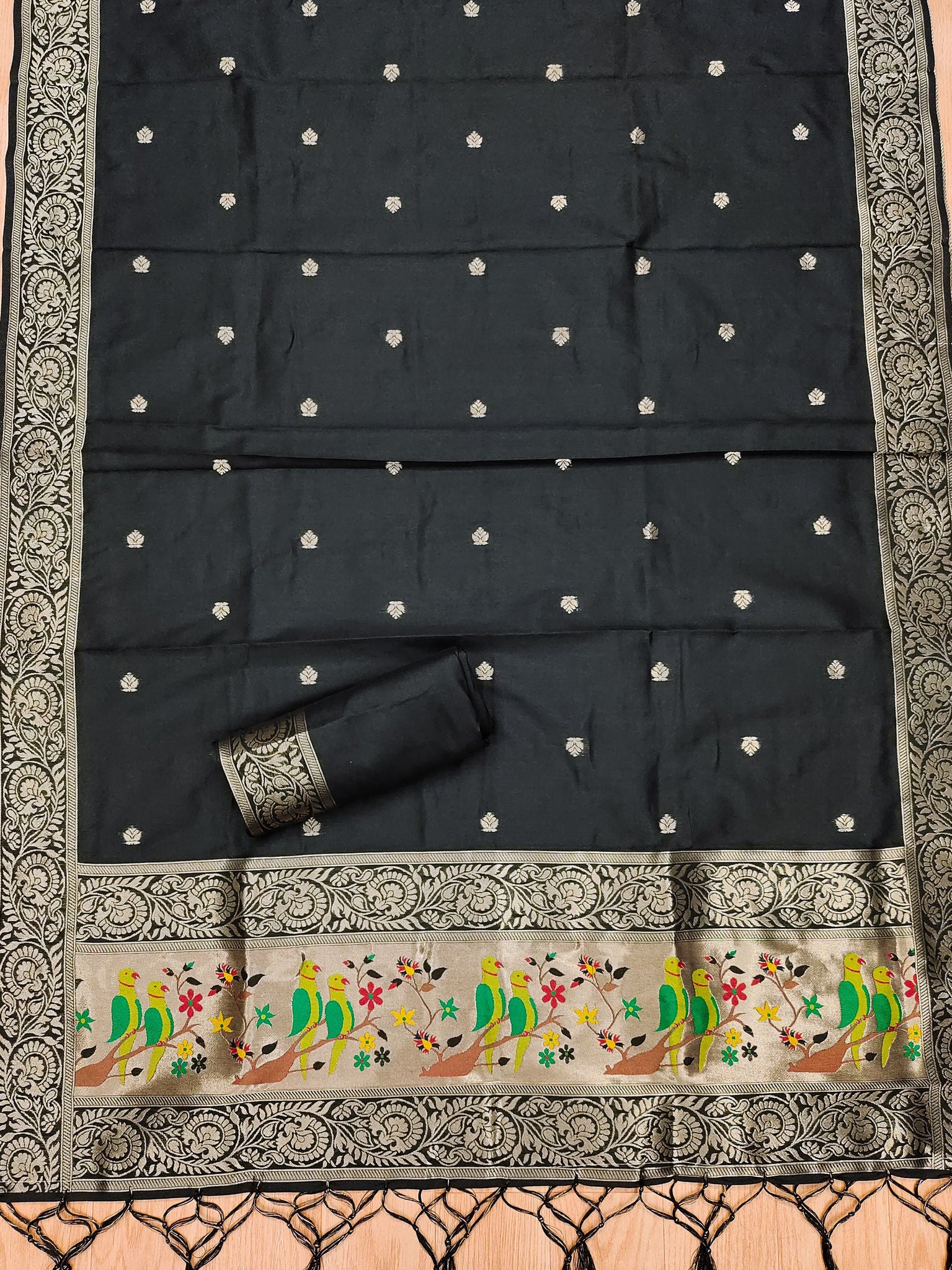 Maharashtra's Royal Heritage Unstitched Dress Material VOL-003 -Black Kalikar