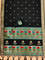 Black Color Paithani woven Pattern Top, Bottom & Dupatta Dress Material