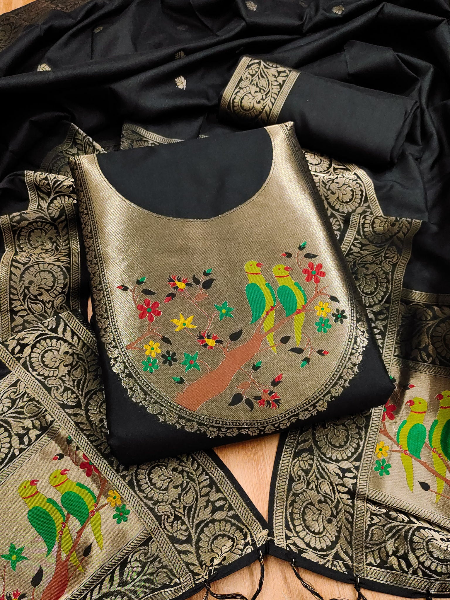 Maharashtra's Royal Heritage Unstitched Dress Material VOL-003 -Black Kalikar