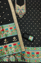 Black Color Paithani woven Pattern Top, Bottom & Dupatta Dress Material