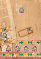 Yellow Color Paithani woven Pattern Top, Bottom & Dupatta Dress Material