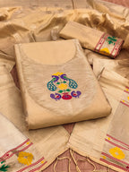 Yellow Color Paithani woven Pattern Top, Bottom & Dupatta Dress Material