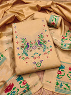 Yellow Color Paithani woven Pattern Top, Bottom & Dupatta Dress Material