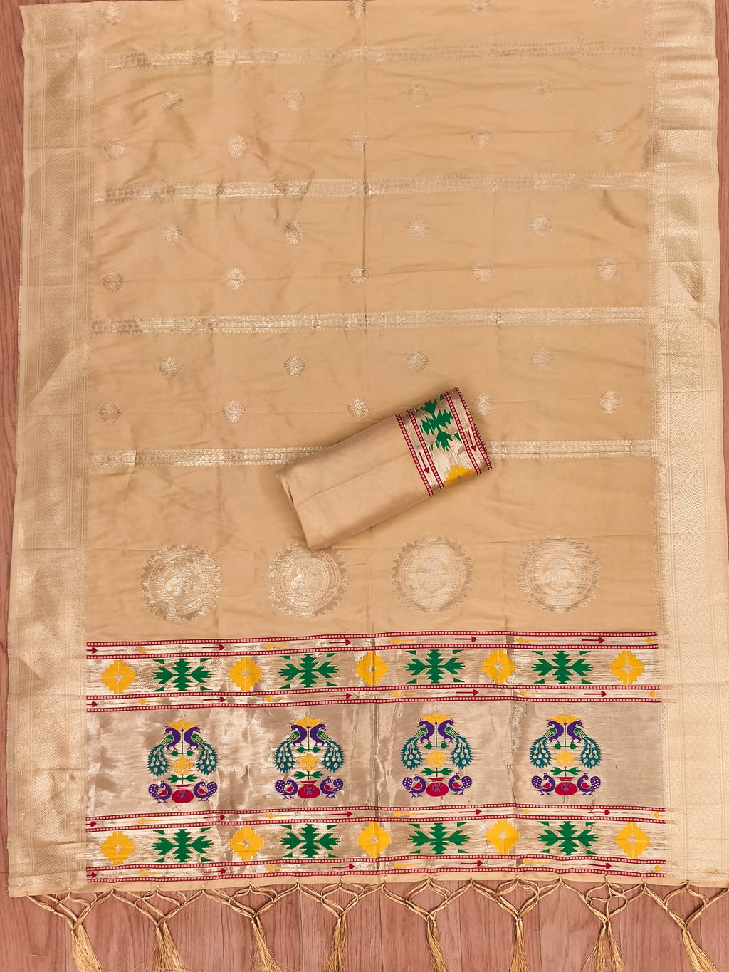 Yellow Color Paithani woven Pattern Top, Bottom & Dupatta Dress Material