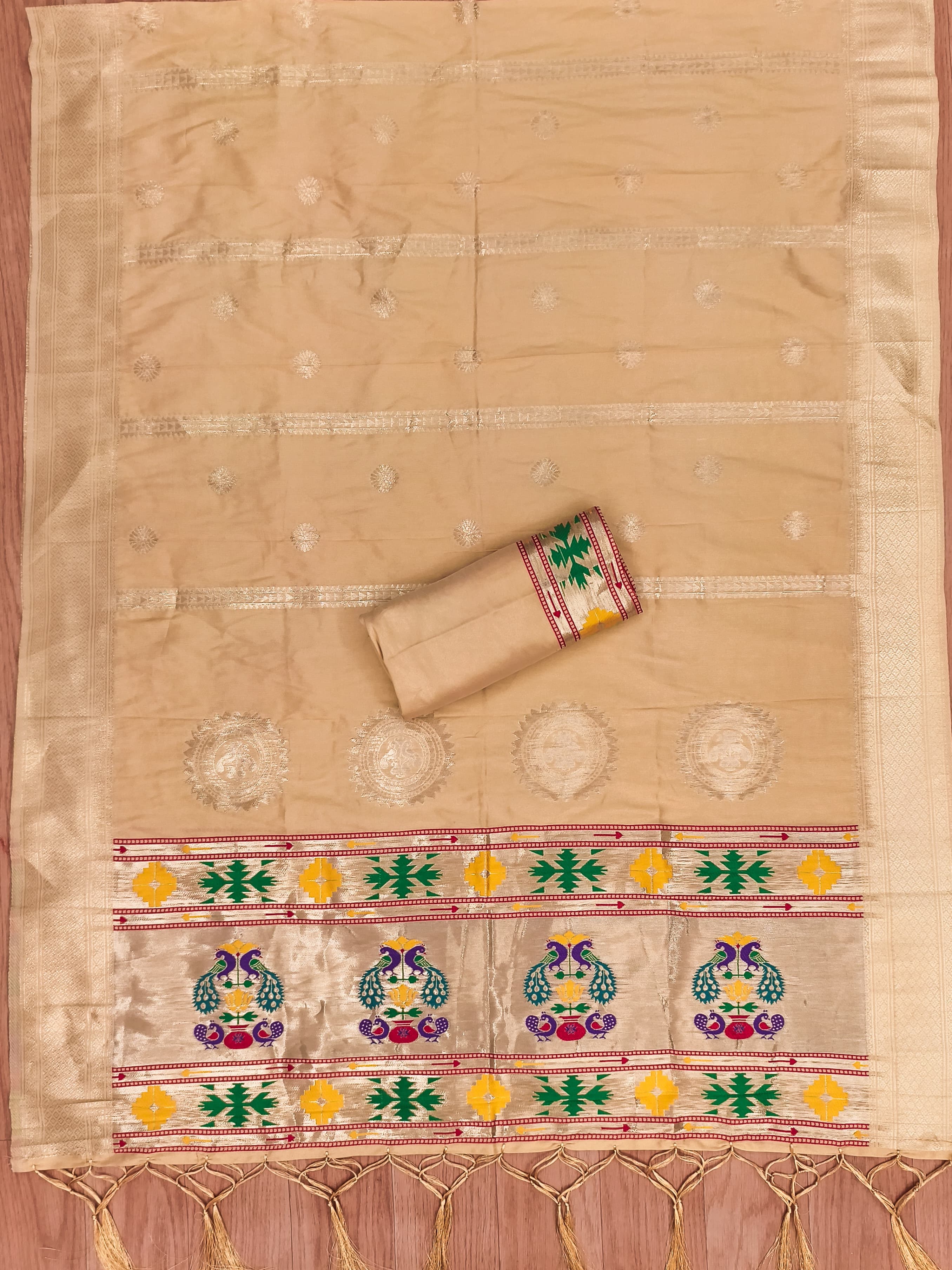 Yellow Color Paithani woven Pattern Top, Bottom & Dupatta Dress Material