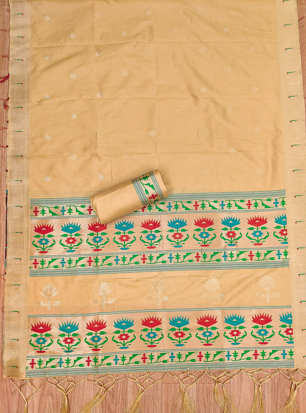 Yellow Color Paithani woven Pattern Top, Bottom & Dupatta Dress Material