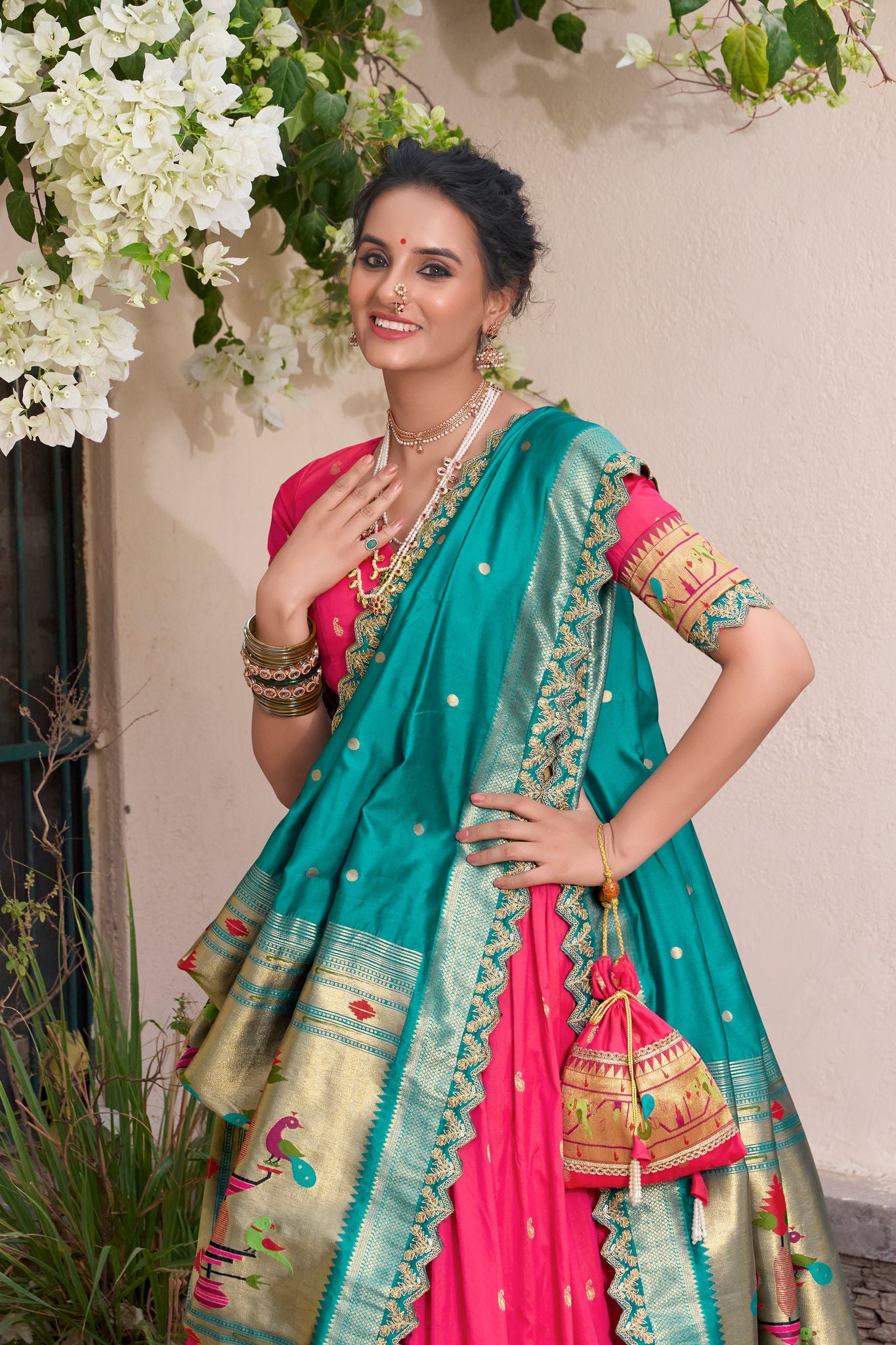 Kalikar Zari Weaving Work With Sequins and Thread Embroidery Scallop Lace Border-2014 Kalikar