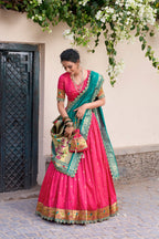 Kalikar Zari Weaving Work With Sequins and Thread Embroidery Scallop Lace Border-2014 Kalikar