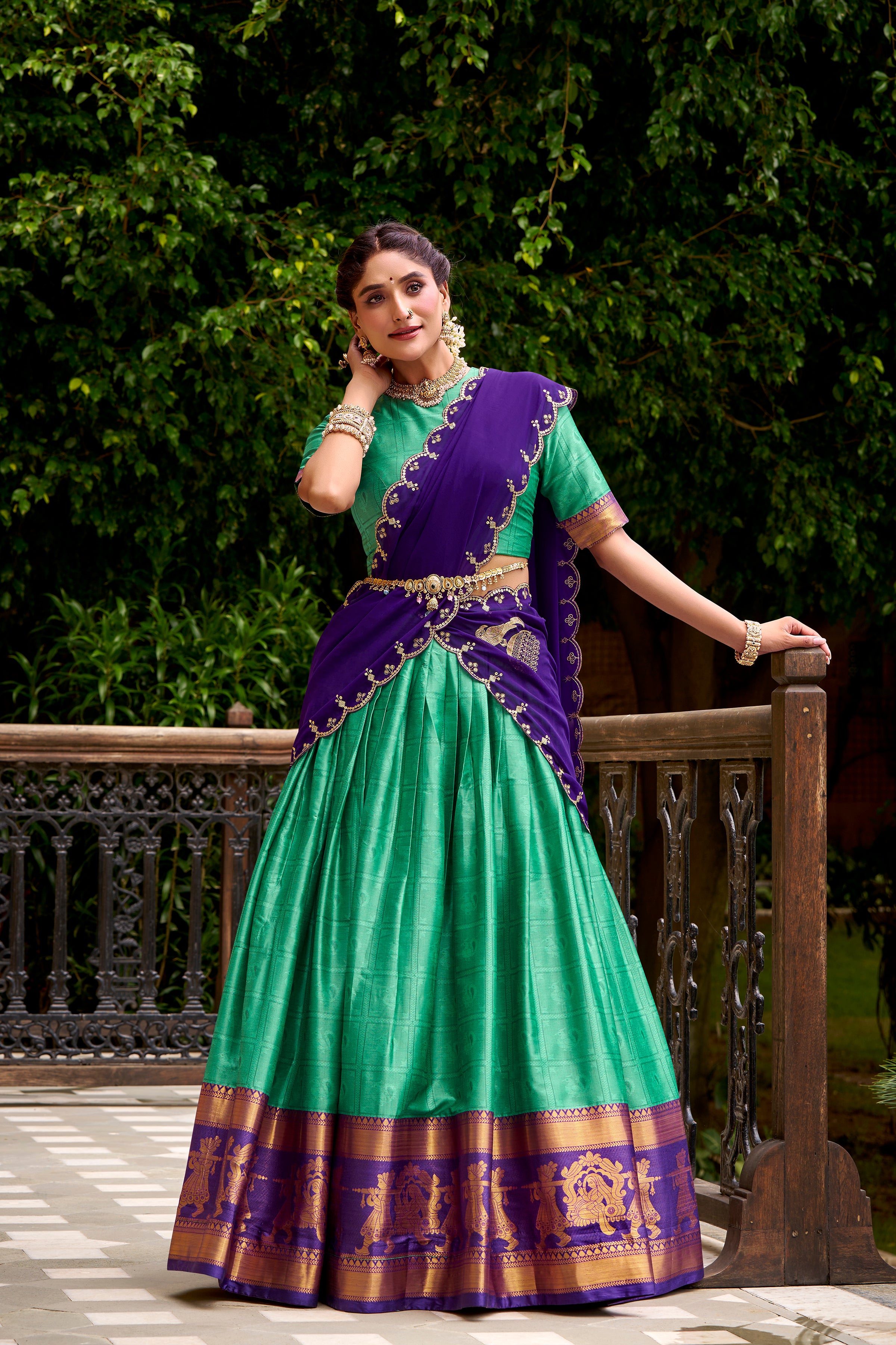 Kalikar Zari Weaving Work Lehenga With Blouse-2028