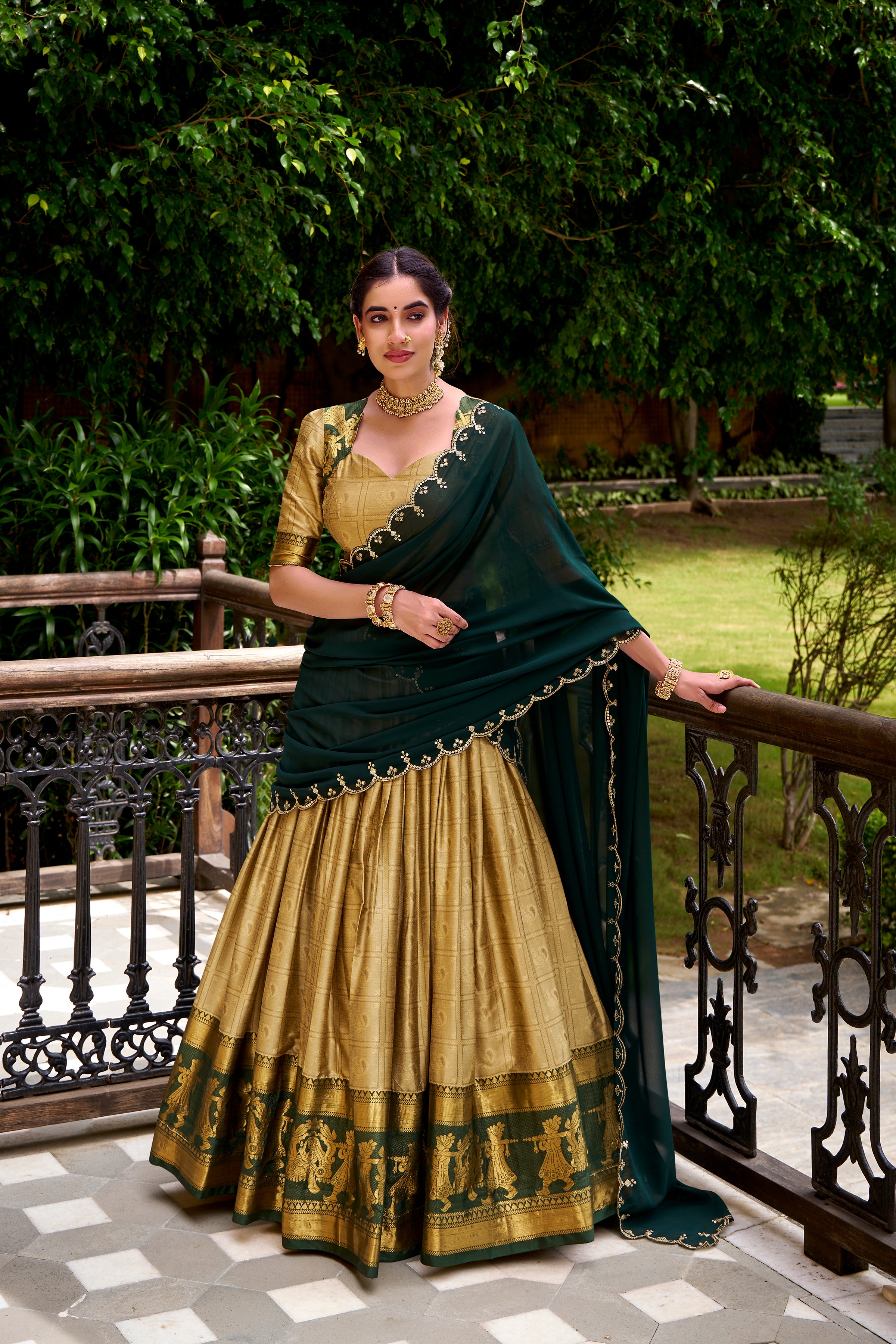 Kalikar Zari Weaving Work Lehenga With Blouse-2028