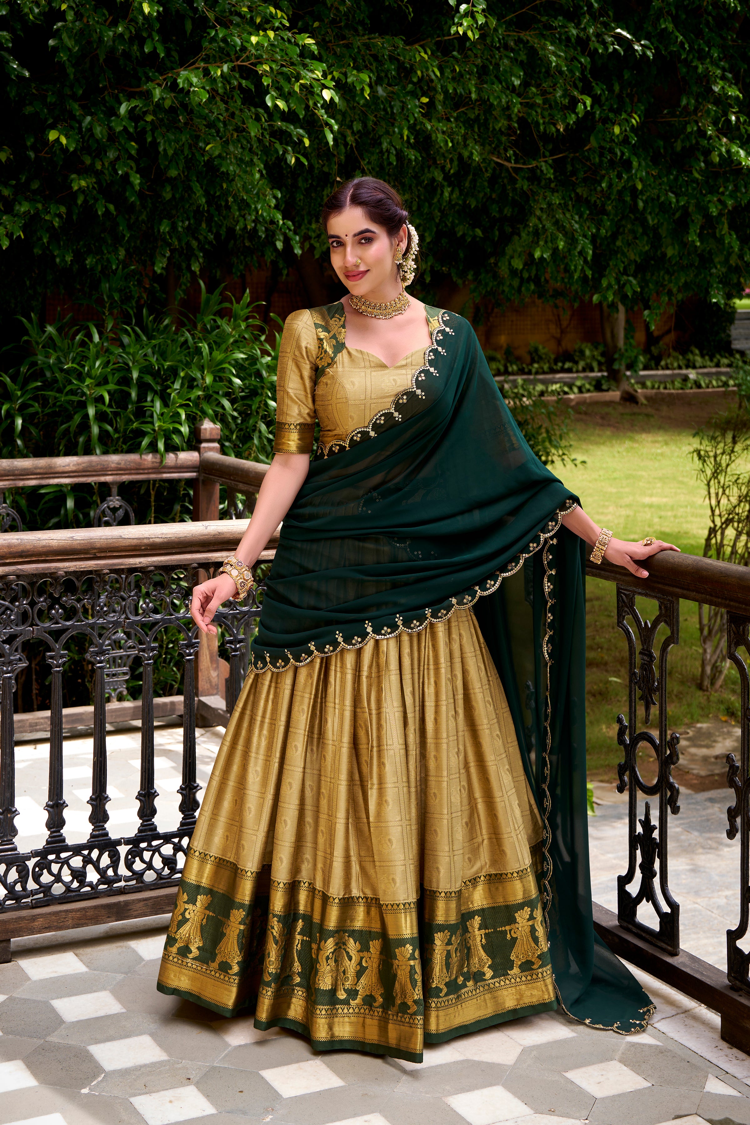 Kalikar Zari Weaving Work Lehenga With Blouse-2028