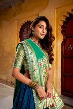 Kalikar Zari Weaving Work With Sequins and Thread Embroidery Scallop Lace Border -2030