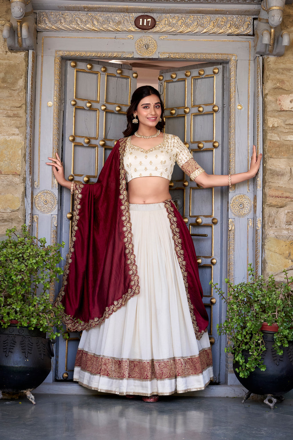 Kalikar Vichitra Silk Work Lace Border Belt With Sequins Lace Touch Up  -2049