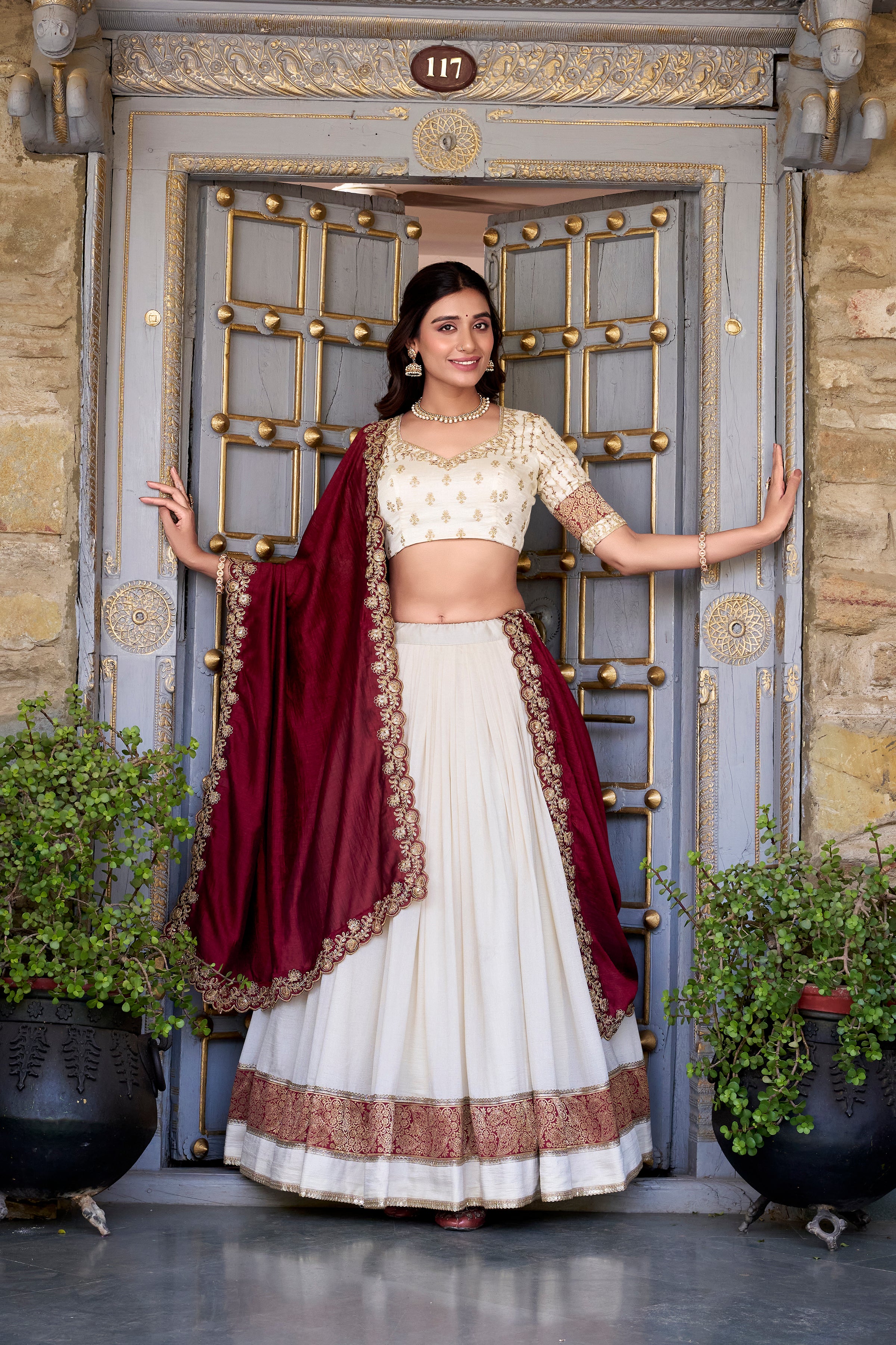 Kalikar Vichitra Silk Work Lace Border Belt With Sequins Lace Touch Up  -2049