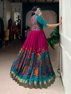 Designer Jari Woven Teal Colour Gown