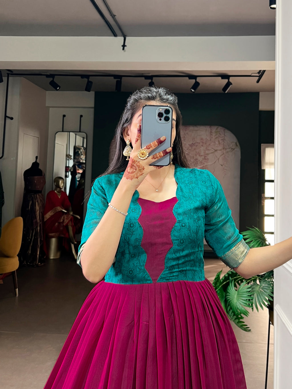 Designer Jari Woven Teal Colour Gown