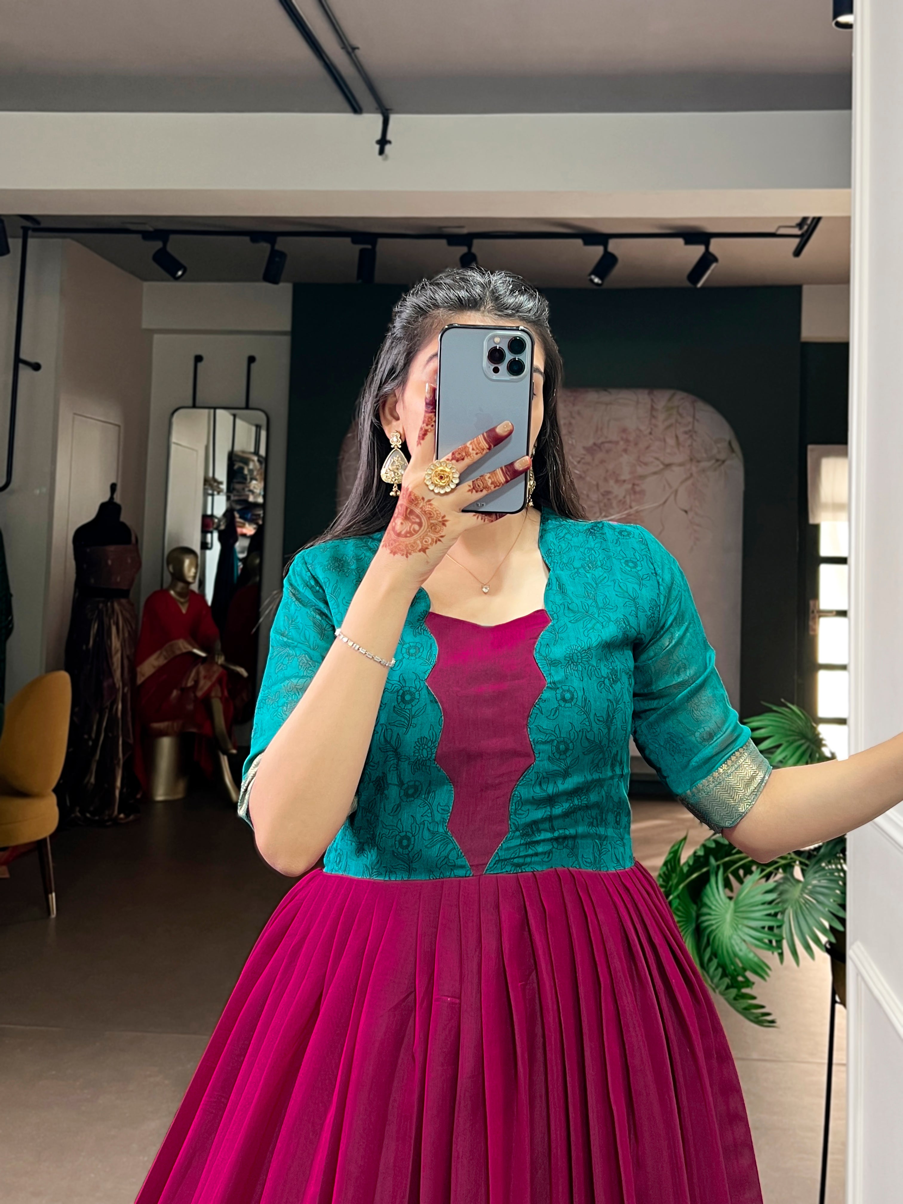 Designer Jari Woven Teal Colour Gown