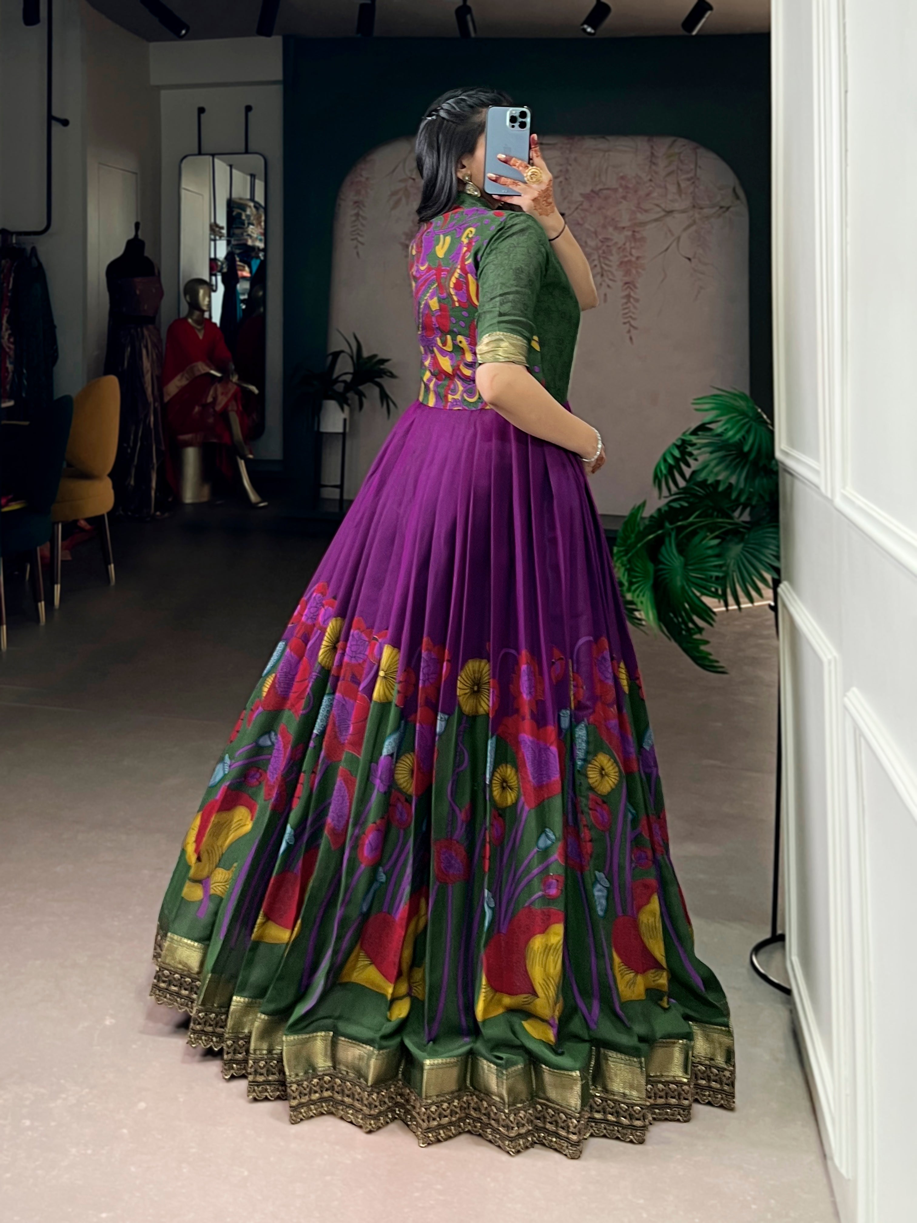 Designer Jari Woven Wine Colour Gown