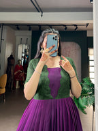 Designer Jari Woven Wine Colour Gown