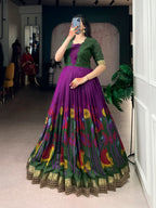 Designer Jari Woven Wine Colour Gown
