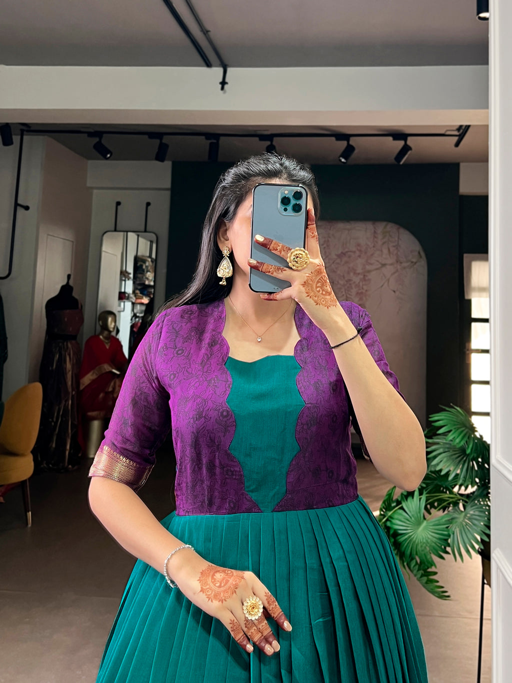 Designer Jari Woven Wine Colour Gown