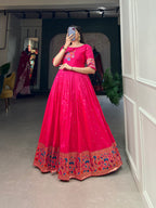 Designer Jari Woven Gown of Pink Colour