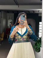 Designer Jari Woven Fown of Green Colour