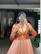 Designer Jari Woven Fown of Orange Colour