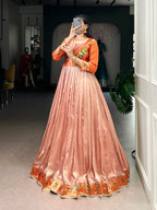 Designer Jari Woven Fown of Orange Colour
