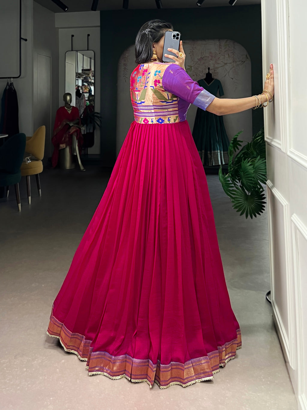 Designer Jari Woven Fown of Teal Colour