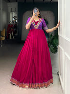 Designer Jari Woven Fown of Teal Colour