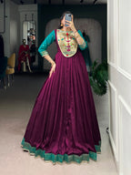 Designer Jari Woven Fown of Purple Colour