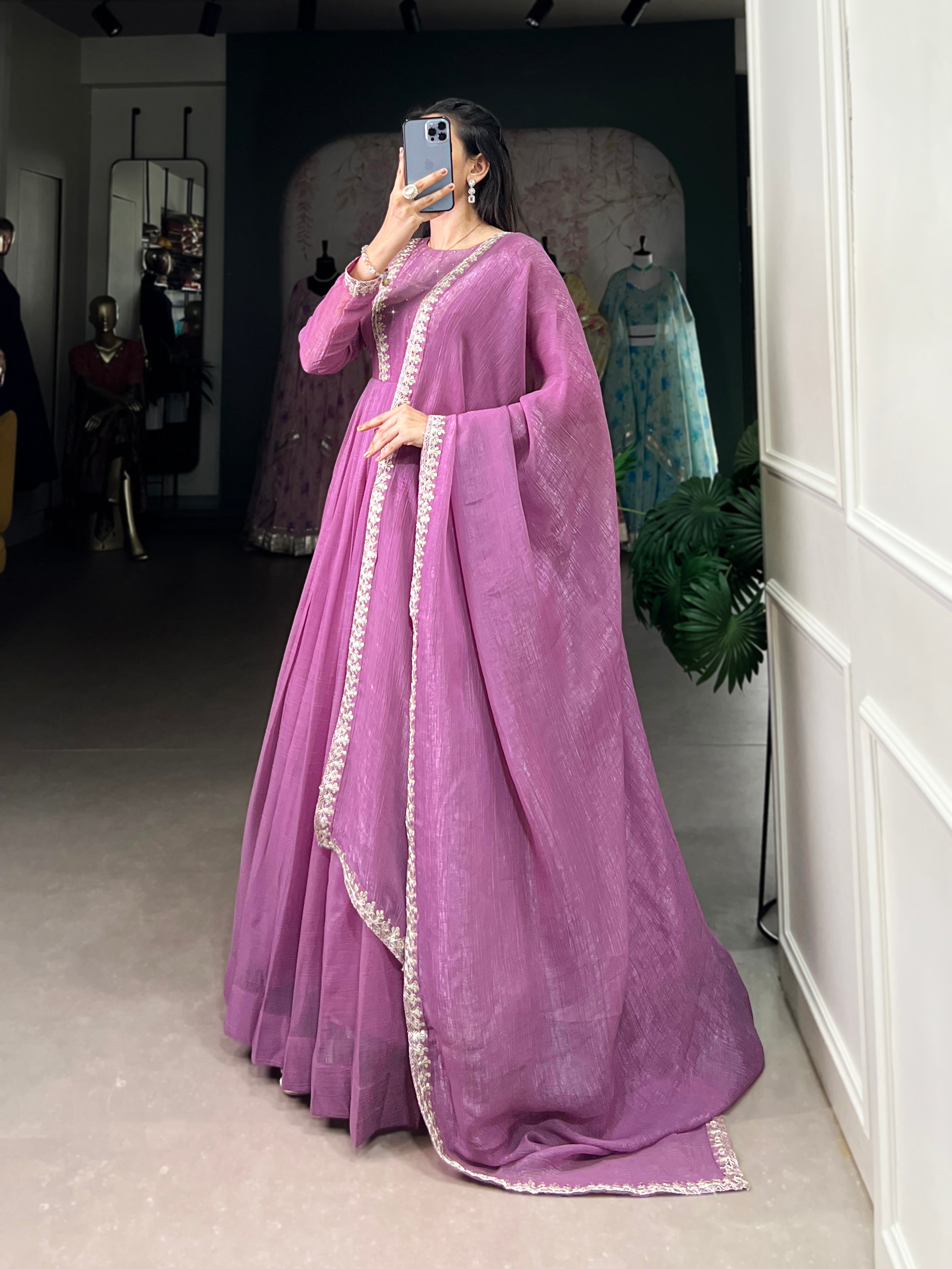 Kalikar Silver Glory (Crunchy) Hotfix With Sequins and Thread Embroidery Work Lace Touch Up - 5500