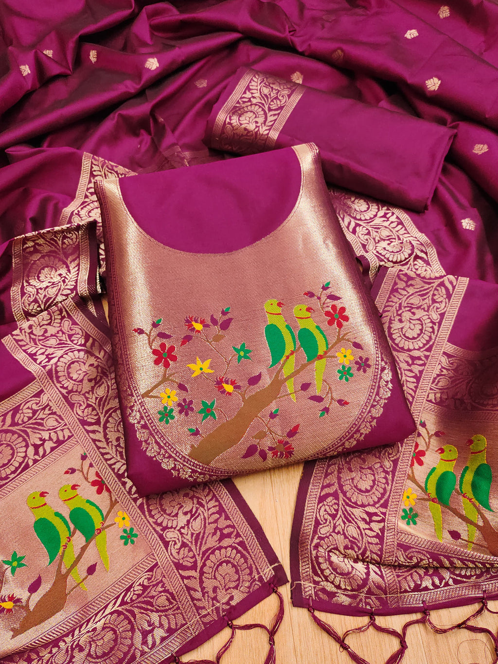 Maharashtra's Royal Heritage Unstitched Dress Material VOL-003 -Dual Wine Kalikar