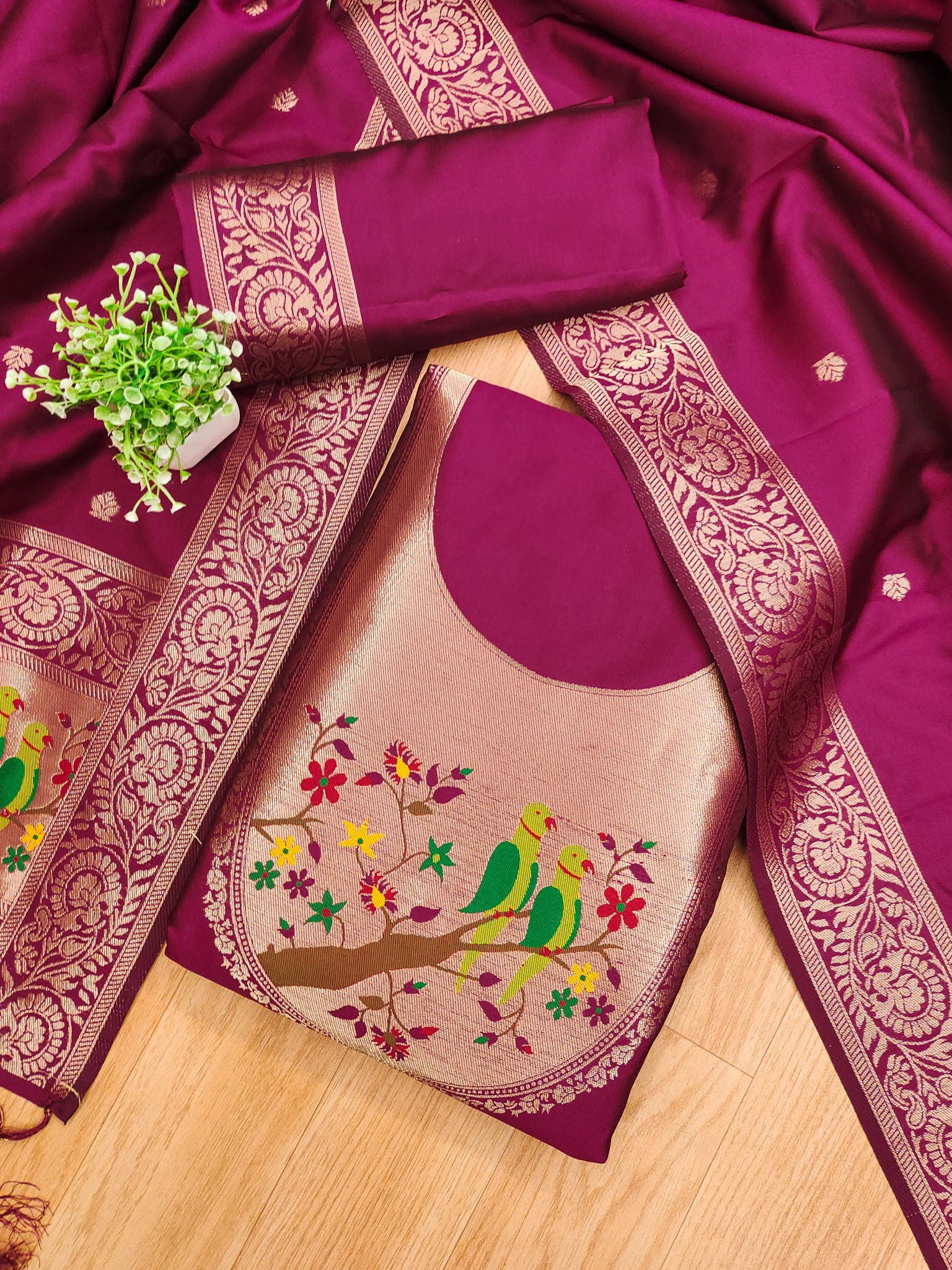 Maharashtra's Royal Heritage Unstitched Dress Material VOL-003 -Dual Wine Kalikar